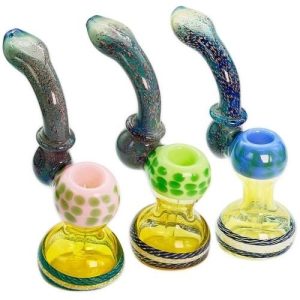 B525 Milky Glass+Color Glass Big Bubbler