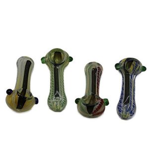 5310 4" Dichro Hand Pipe w/ Full Ribbons and 2 Knockers