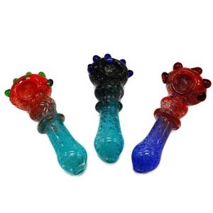 5323 4.5" Frit Hand Pipe With 5 Marbles on Crown