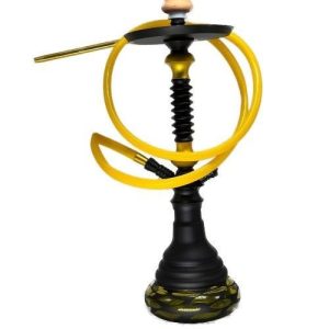 23in Metal Hookah With Design Vase & Silicone Hose